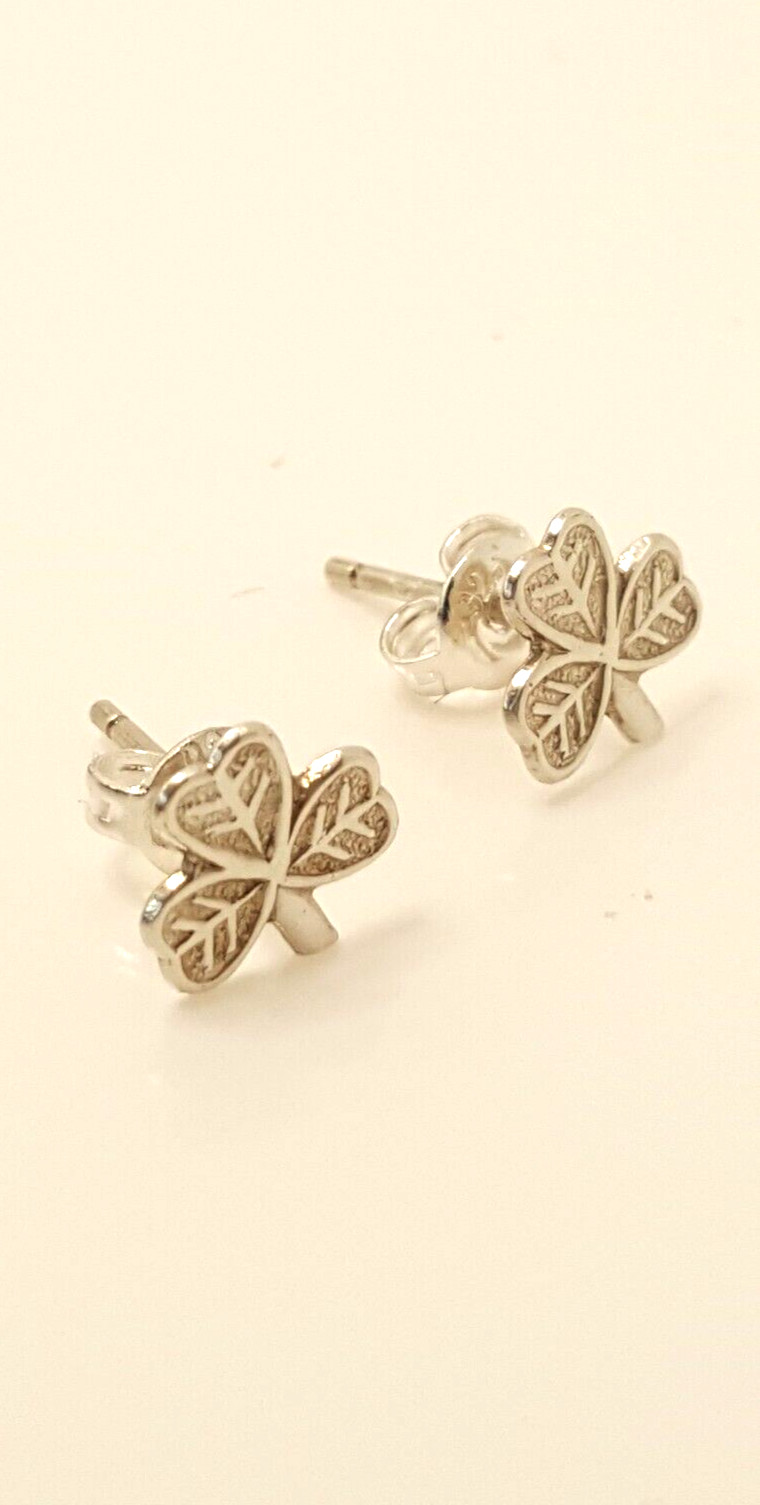 Gorgeous Solid Three Leaf Clover Stud Earrings 92… - image 5