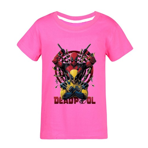 Kids Girls Boys Deadpool+Wolverine Casual Short Sleeve T-shirt Cotton Summer Top - Picture 46 of 49