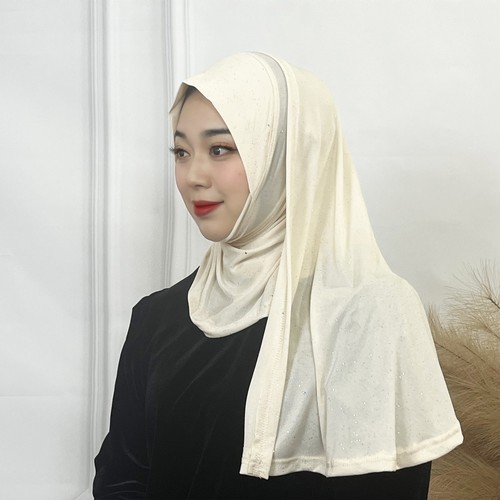 Muslim Women Glitter Turban Hijab Instant Hat Ready to Scarf Wrap Shawl Headwear - Picture 15 of 74