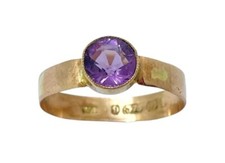 Antique Victorian Era 9ct Rose Gold Amethyst Paste Ring Size – O