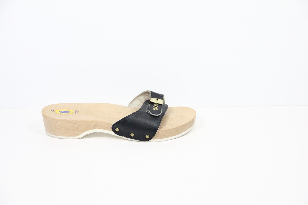 Dr. Scholl's Original Sandals sz 10 Wood Clog Made in Italy Blue