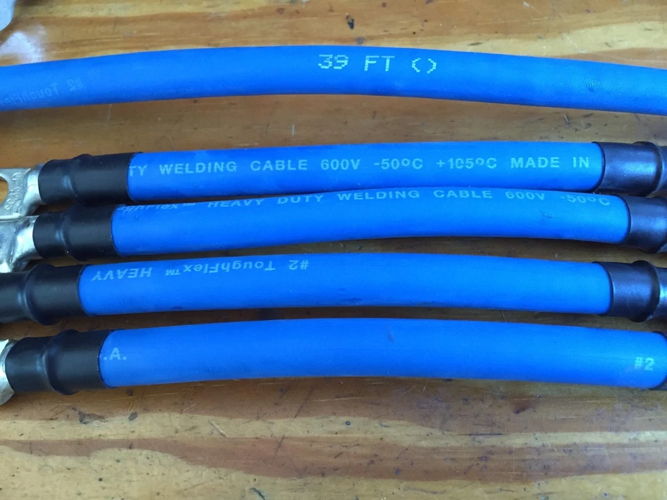 EZGO TXT PDS 36V 2 Gauge Welding Wire Blue Battery Cable HD Tinned Copper Lugs - Imagen 3 de 4