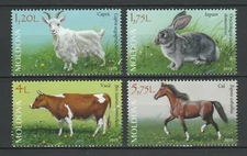 Moldova 2019 Farm Animals, Cow, Horse, Goat, Rabbit 4 MNH stamps