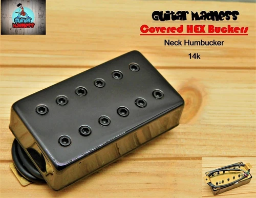 G.M. Black Covered HexBucker High Output Neck Humbucker (50mm)