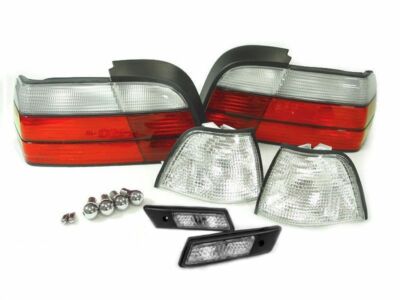 DEPO 12 Pieces Clear Corner+Tail+Side Marker Lights For 1992-96 BMW E36 4D Sedan