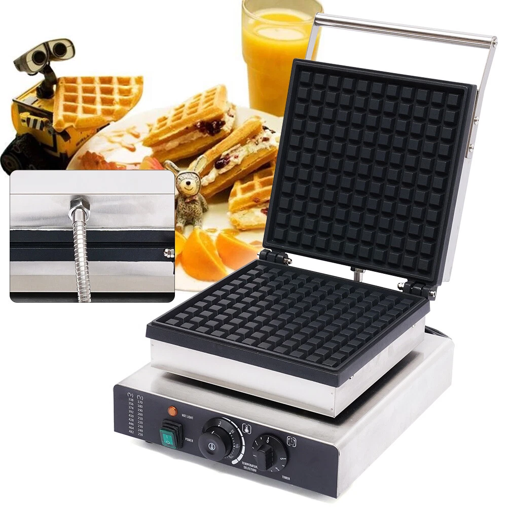 Bakeries Commercial Waffle Crispy Maker Baker Nonstick Stainless W/Timer Control