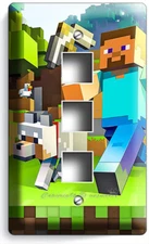 PIXELATED VIDEO GAME PIXEL BLOCKS LIGHT SWITCH WALL PLATE OUTLET BOYS ROOM DECOR