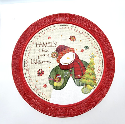 Cracker Barrel Lori Siebert Christmas 13'' Round Platter Family Themed MINT