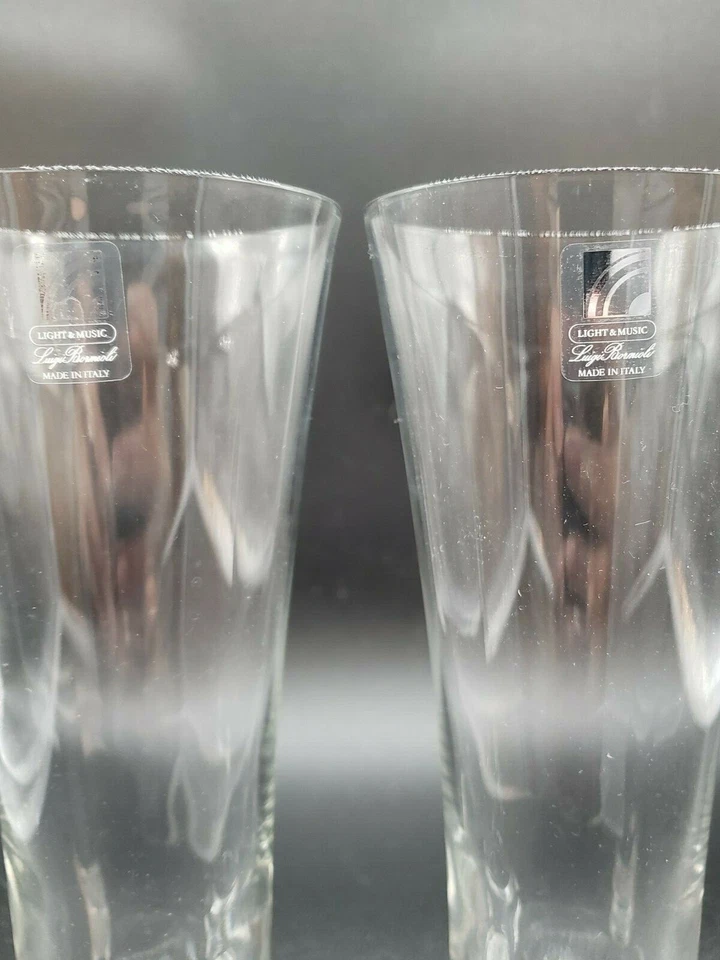 Luigi Bormioli Set of 2 Light and Music Tall Pilsner Glasses Made in Italy - Image 3 of 4