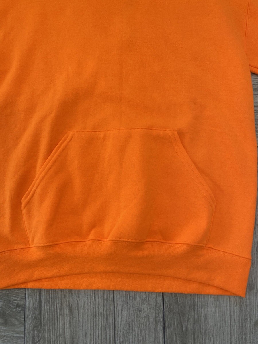 Jerzees Nublend BRIGHT Safety Orange Hooded Sweatshirt Size Small
