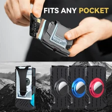 Slim Men Airtag Wallet Case Carbon Fiber Card Holder RFID Blocking Metal Wallets