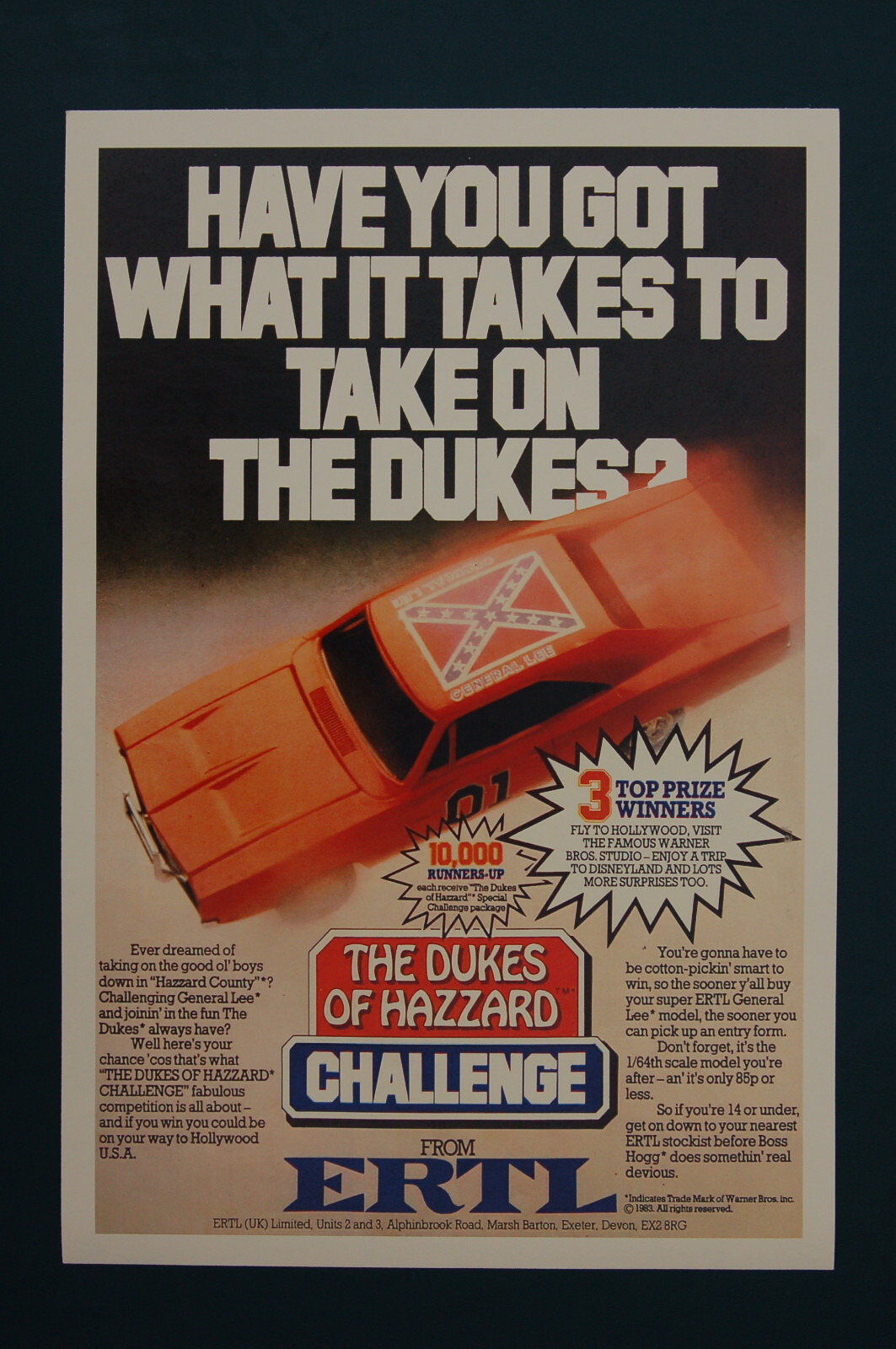 Dukes of Hazzard Challenge Toy advertisement promotional poster  #1