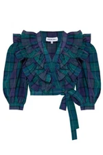 Hunter Bell Johanna Top - Green Tartan Plaid - Size Large - NWT
