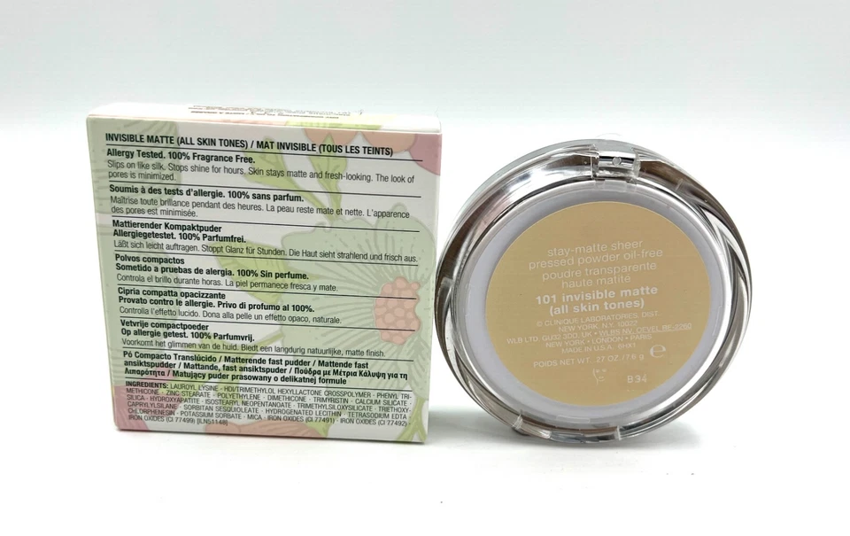 New in Box! Clinique Stay-Matte Sheer Pressed Powder ~ 101 Invisible Matte - Image 3 of 3