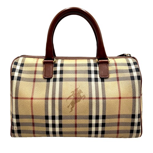 バッグ burberrys vintage boston bags nova check Burberry Nova Check Leather Travel Boston Bag - Beige — AluxuR