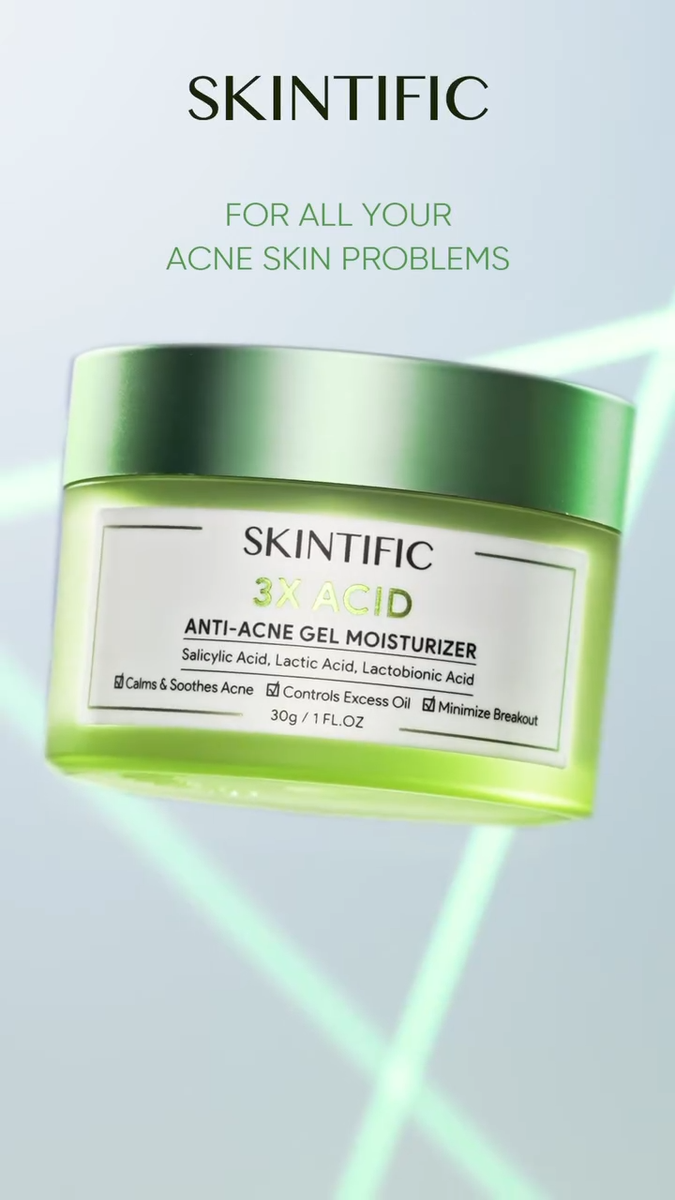 SKINTIFIC - 3x Acid Complex Anti-Acne Gel Moisturizer 30g Calm