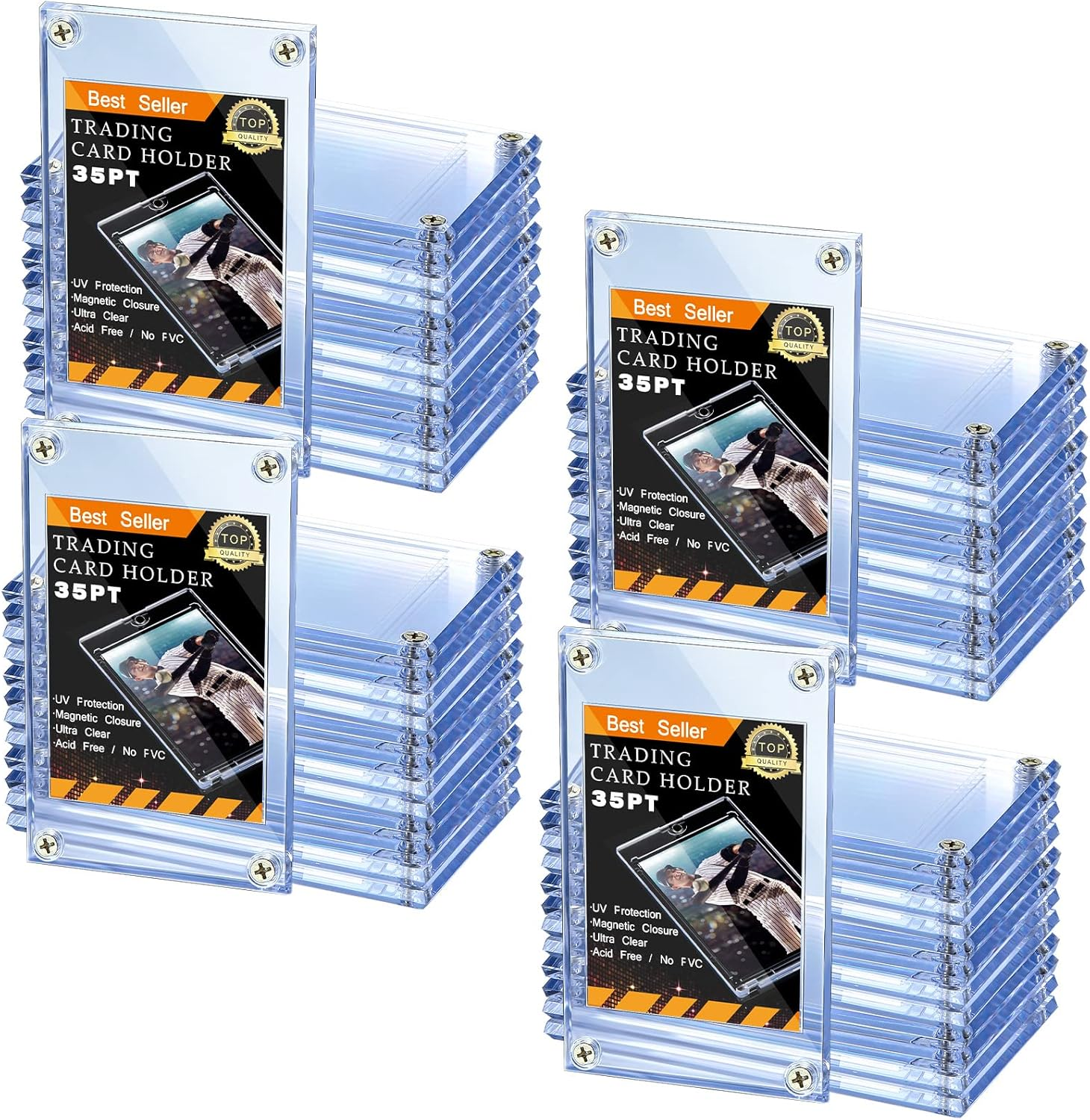 Acrylic Card Holder Screw Trading Card Protector 35 PT Clear Base Storage Case  -image