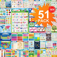 51PCS Educational Preschool Posters for Toddlers Kindergarten Classroom Learning