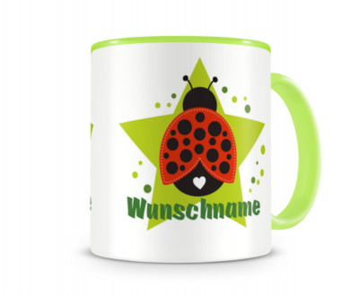 Samunshi Kindertasse mit Namen und Marienkäfer als Motiv Tasse Tee Kakao Kaffee