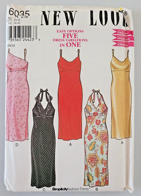New Look Sew Pattern 6035 Misses Halter Sleeveless Dress 5 Styles 8-18 UNCUT