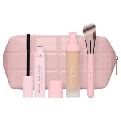 Doll 10 Icons 4-Piece Collection (Makeup, Airbrush, Mascara, Bag) - LIGHT/MED