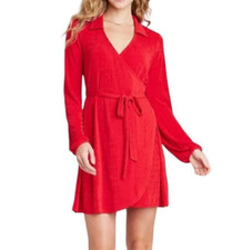 NWOT Wild Fable Balloon Sleeve Wrap Dress in Red Size Small
