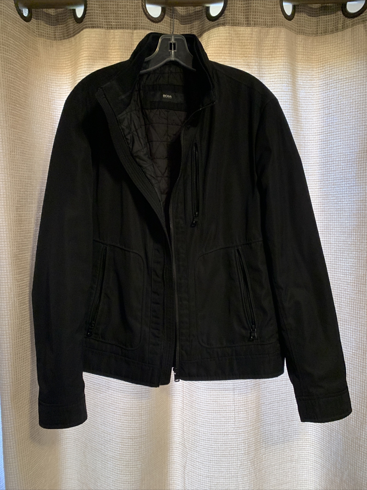 HUGO BOSS Mens Black Jacket Size Medium Zip Up Great Quality!