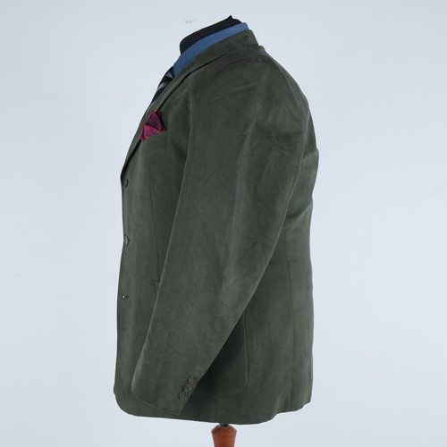 Mens Faux Suede Blazer 50R UK Size JNNOVATIVE Dark Green Sport Coat Jacket - Picture 5 of 13