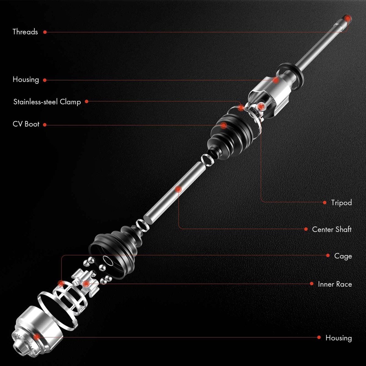 New CV Axle Assembly for Mazda CX-5 2014-2016 L4 2.5L AWD Front
