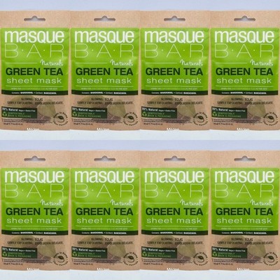 8-Pk Masque Bar Naturals Green Tea Sheet Mask Infused Vegan Gluten Free