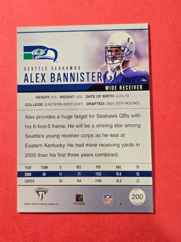 2001 Titanium Retail #200 Alex Bannister, Rookie, cd1 - Image 2 of 3