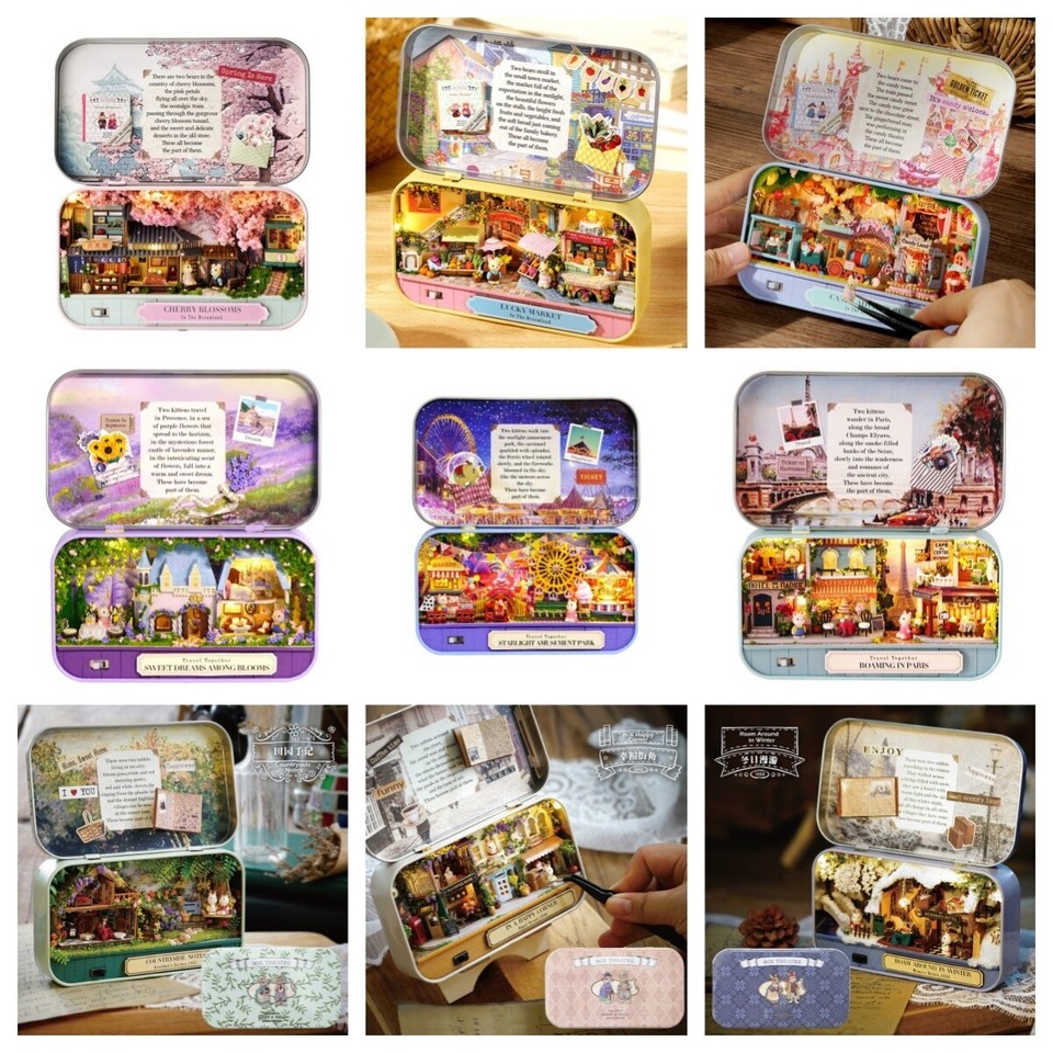 DIY Miniature Wooden Dollhouse Kit Box Theatre with Furniture Assembly Toy Gift