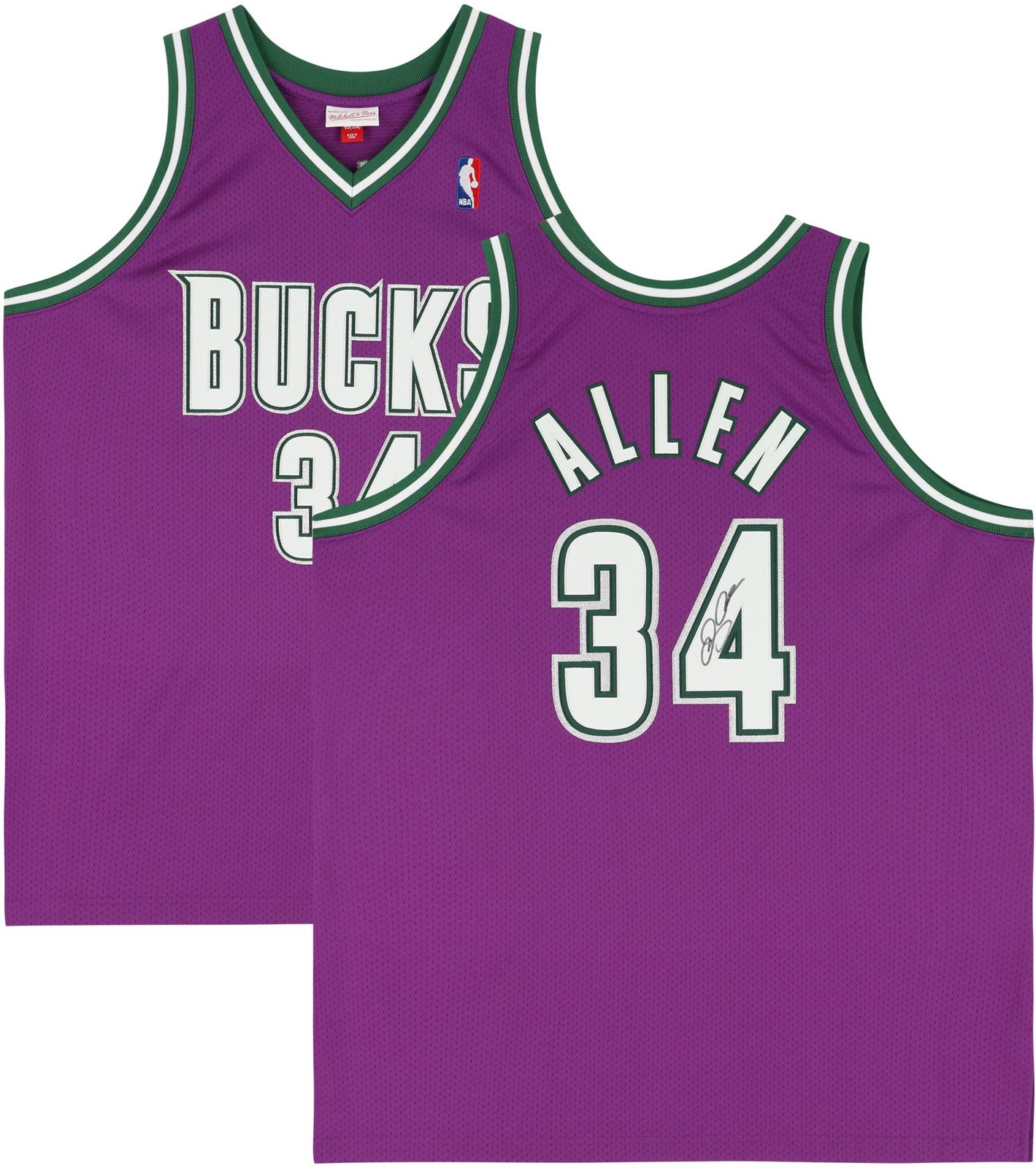 Ray Allen Autographed Signed Milwaukee Bucks Purple Mitchell & Ness 2000-01 Authentic Jersey 