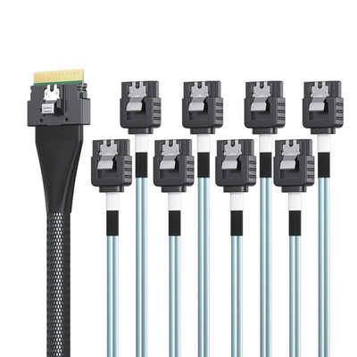 Slimsas 8I to 8Xsata Cable, SFF-8654 Host/Raid to SATA Target, Suitable for Serv