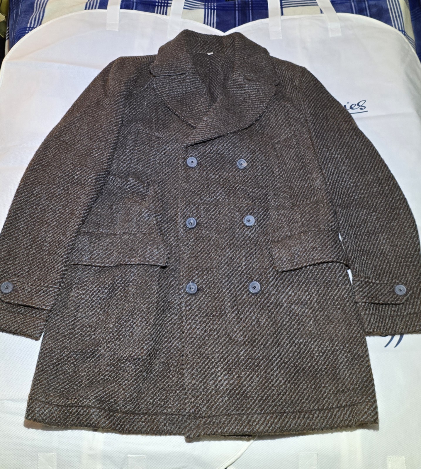 Hardy Amies Pea Coat, Winter Coat Jacket Men's Size L - Large