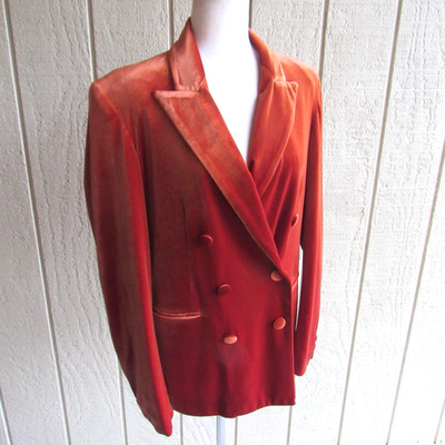 Designer Velvet Copper Blazer Womens L Luxurious Made In Italy B.yu Double M/L