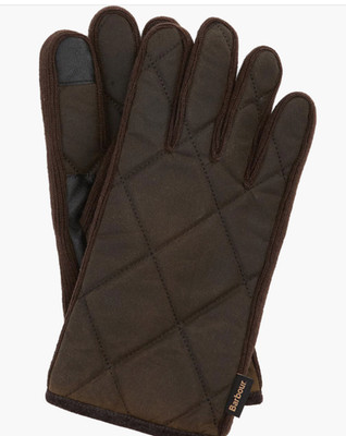 NEW, Barbour Westerndale Quilted Touchscreen Gloves in Brown Sz S