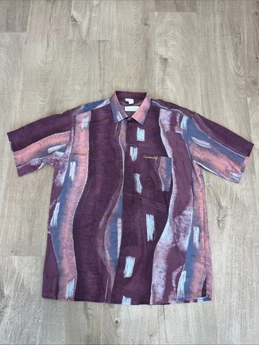 Christian Dior Silk Shirt Men’s Abstract Multicolour Vintage Short Sleeve Medium