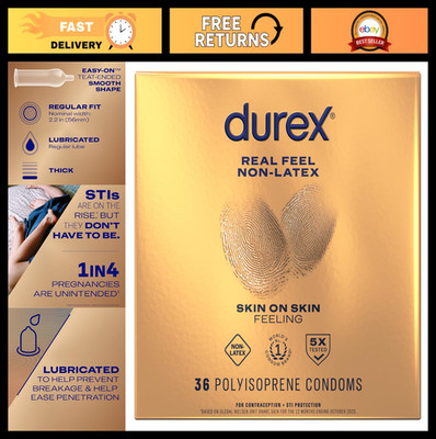 Non-Latex Lubricated Condoms for Men, 36 Count - Real Feel Skin-On-Skin Sensatio