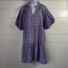 NWT Tuckernuck Hyacinth House Sutton Mini Dress Gingham Purple Pink sz XL