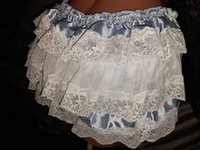 VTG STYL SATIN FRILLY SISSY RUFFLES LAYERS LACE BABY BURLESQUE SISSY PANTIES S/M