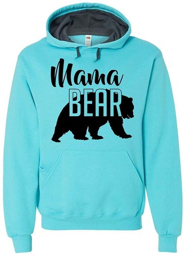 Mama Bear Hoodie Sweatshirt - Womens Casual Hoodie - Black Graphic Design, Soft