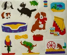 PET SHOP ANIMALS Stickers (14pc)Mrs.Grossman's•Puppy •Cat•Fish•Bird•Card Making•