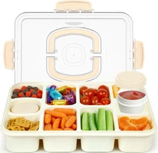 Caperci Original Snackle Box Container - 10-Compartment Divided Snack Serving Tr