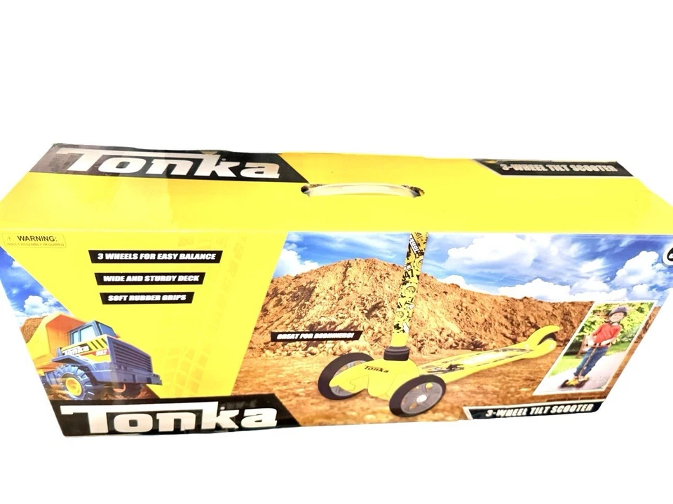 Scooter al aire libre Tonka 3 ruedas inclinación N giro coches RAROS John Deer amarillo edad 3+ nuevo en caja Foto 2 de 4