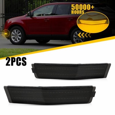 2X For 2007-2010 Lincoln MKX LED Pure Amber Front Side Marker Lights Smoke EAH