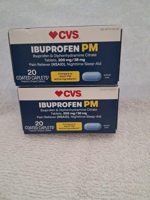 2ct)  CVS IBUPROFEN PM   20 caplets ea. Exp. 12/2026