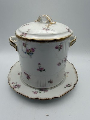 ANTIQUE CFH/GDM LIMOGES FRANCE COVERED CONDENSED MILK CONTAINER
