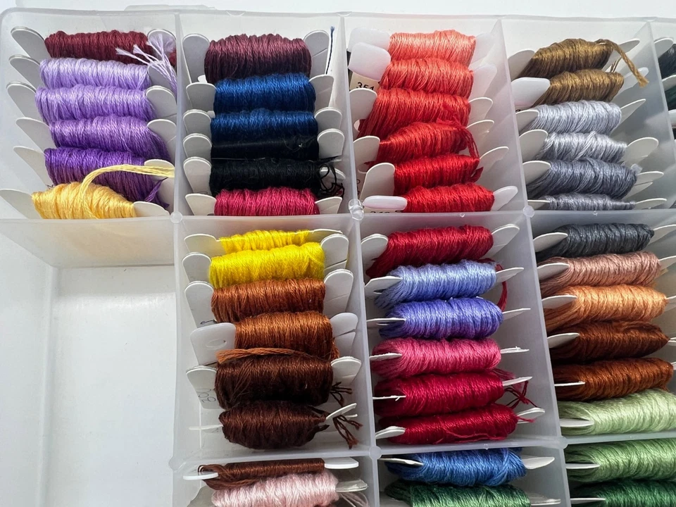 Embroidery Floss Vintage Thread Lot of 81 On Cards asst. Colors in Plastic Case - Image 4 of 4