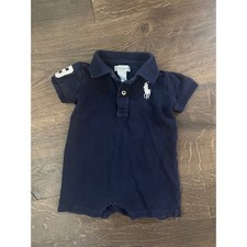 Ralph Lauren Baby Boys Navy Blue Polo Romper 6M